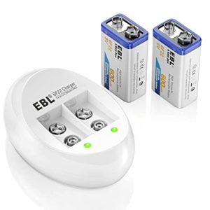 EBL 9V Li-ion Rechargeable Batteries (2PC) and Smart 9V Battery Charger