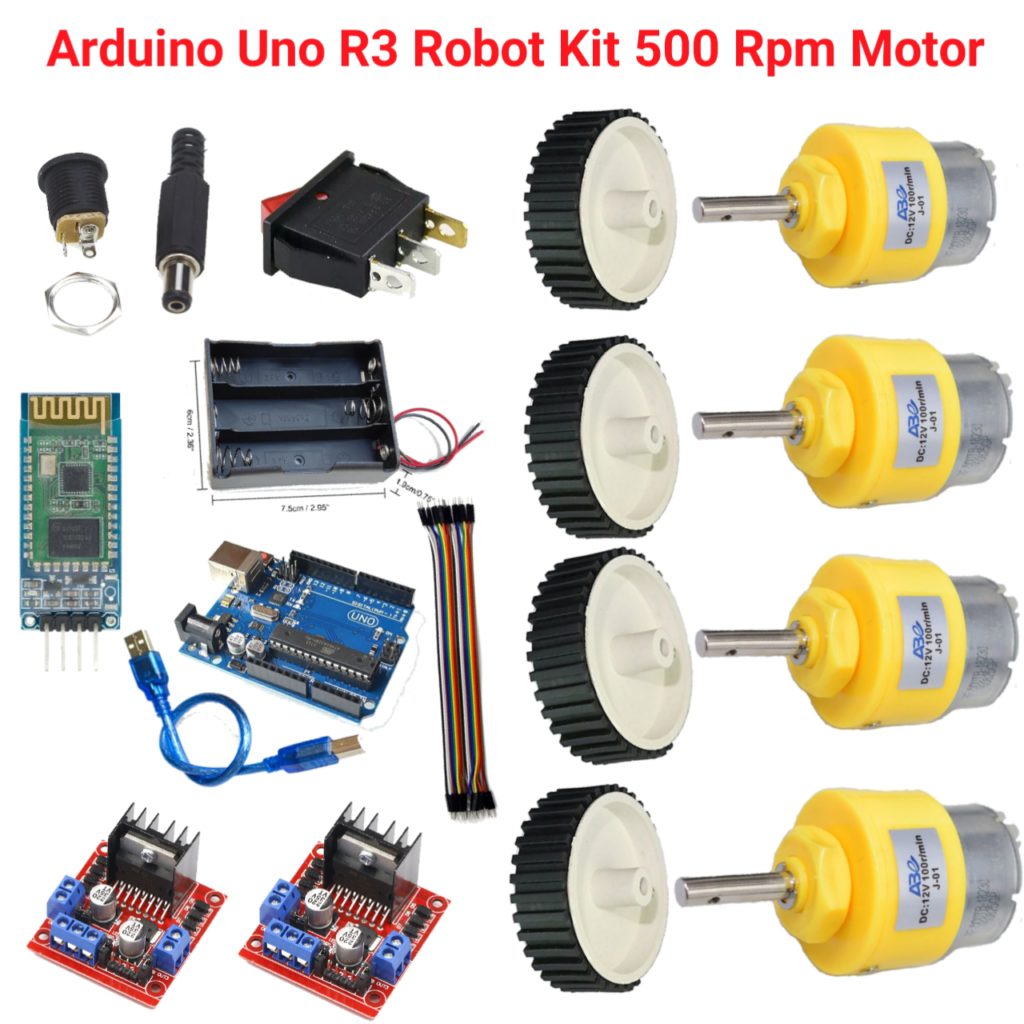 Buy Arduino Uno R3 Robot Kit Collection With 500 RPM DC Gear Motor ...