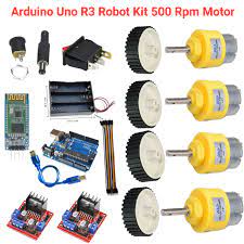 Arduino Uno R3 Robot Kit Collection With 500 RPM DC Gear Motor Bluetooth Module L298N Motor Driver