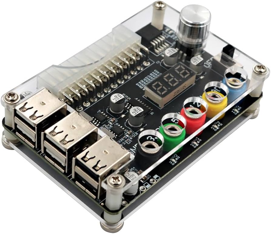 ATX Power Supply Breakout Board with USB & Type-C (5V/12V Adjustable) 3 ATX Power Supply Breakout Board 20/24 Pin with USB Type-C | Giga Nepal